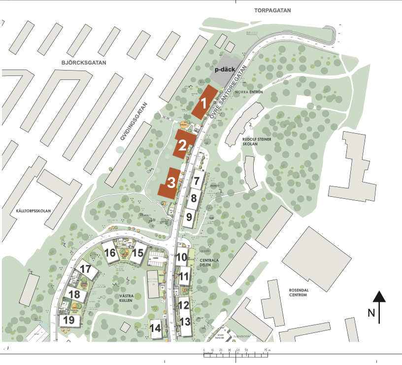 Karta över nybyggnation Östra Kålltorp. 