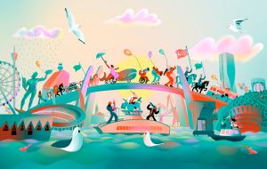 En illustration över Göteborg 400 år.