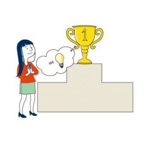 Tecknad prispall med pokal