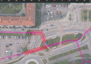 Karta som visar var grävarbeten ska ske.