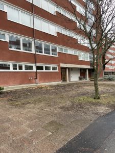 Roströd fasad på ett av husen i Landalabergen