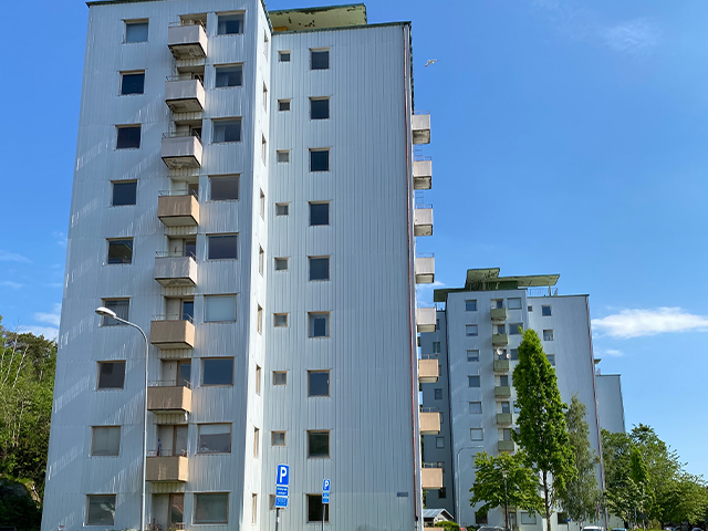 Bilden visar punkthusen på Kalendervägen i Göteborg