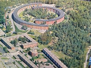 Flygfoto över ett av Bostadsbolagets områden.