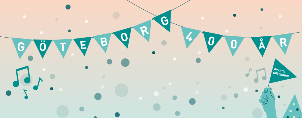Flaggor med texten GÖTEBORG 400 ÅR