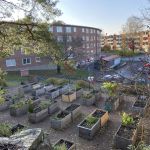 Pallkragar utanför ett bostadshus.