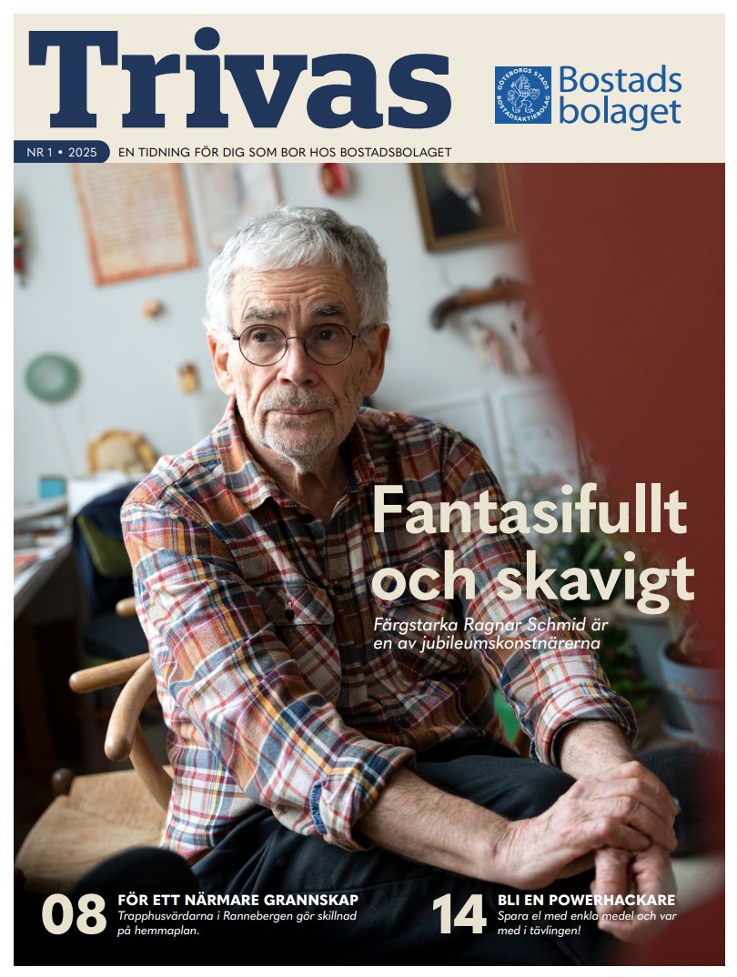 Framsida på tidningen Trivas. En kvinna ler in i kameran.
