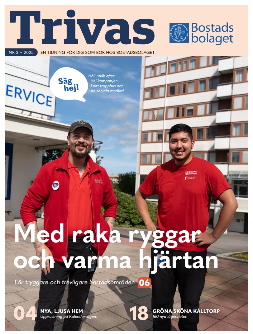 Framsida på tidningen Trivas. En kvinna ler in i kameran.