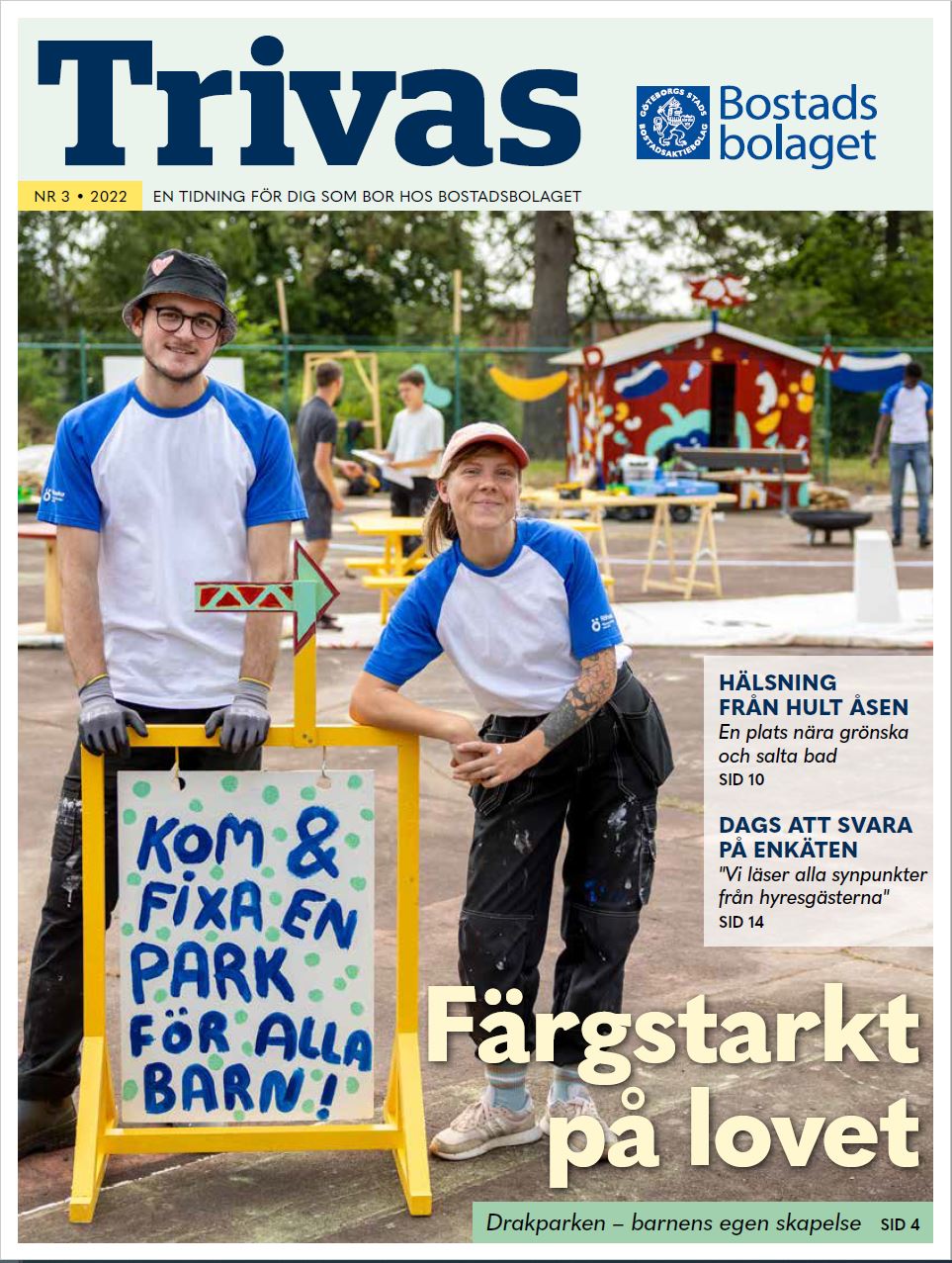 Framsida på tidningen Trivas. En kvinna sitter i en stol och ler.