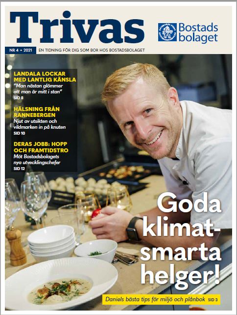 Bilden föreställer framsidan av Trivas nr 3 2021. Ett barn spikar i en spik i en stubbe.