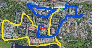 Karta som visar rutt för trygghetsvandring.