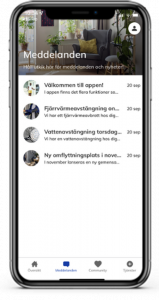 mobiltelefon som visar Boendeappen