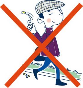 man som slänger fimp - med ett stort, rött kryss över