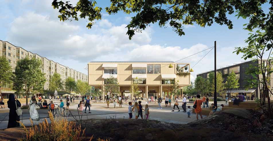 Illustration på förslag 3 på framtida utformning av Hammarkulletorget