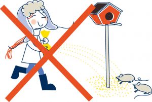 illustration som visar överkryssad person som matar fåglarna