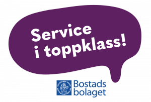 pratbubbla med texten "Service i toppklass!