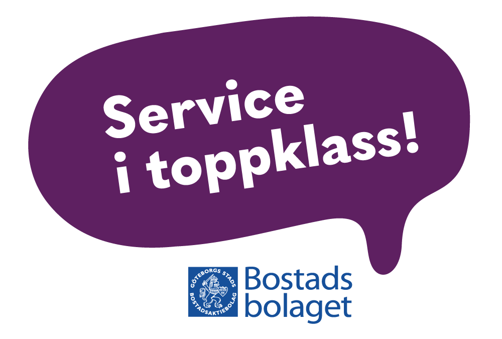 pratbubbla med texten "Service i toppklass!